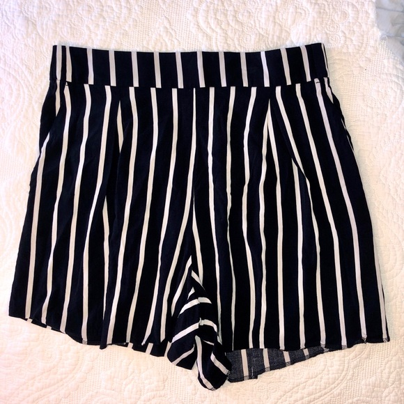H&M Pants - Navy blue h&m high waisted striped shorts
